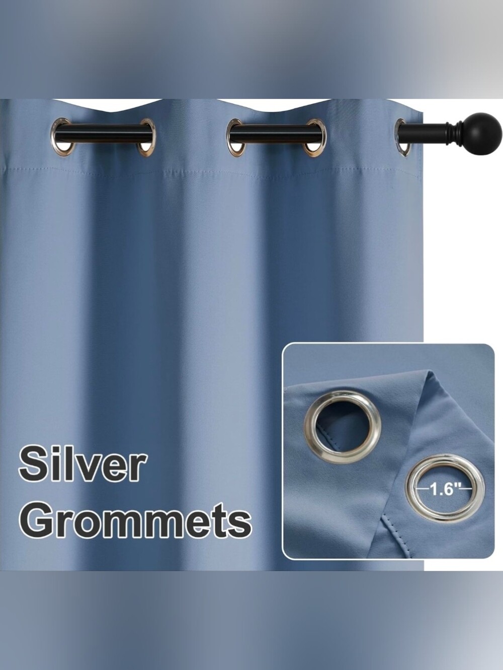 Outdoor Grommet-Top Privacy Curtain - Slate Blue - Picture 2 of 5